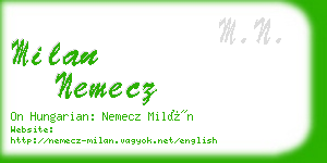 milan nemecz business card